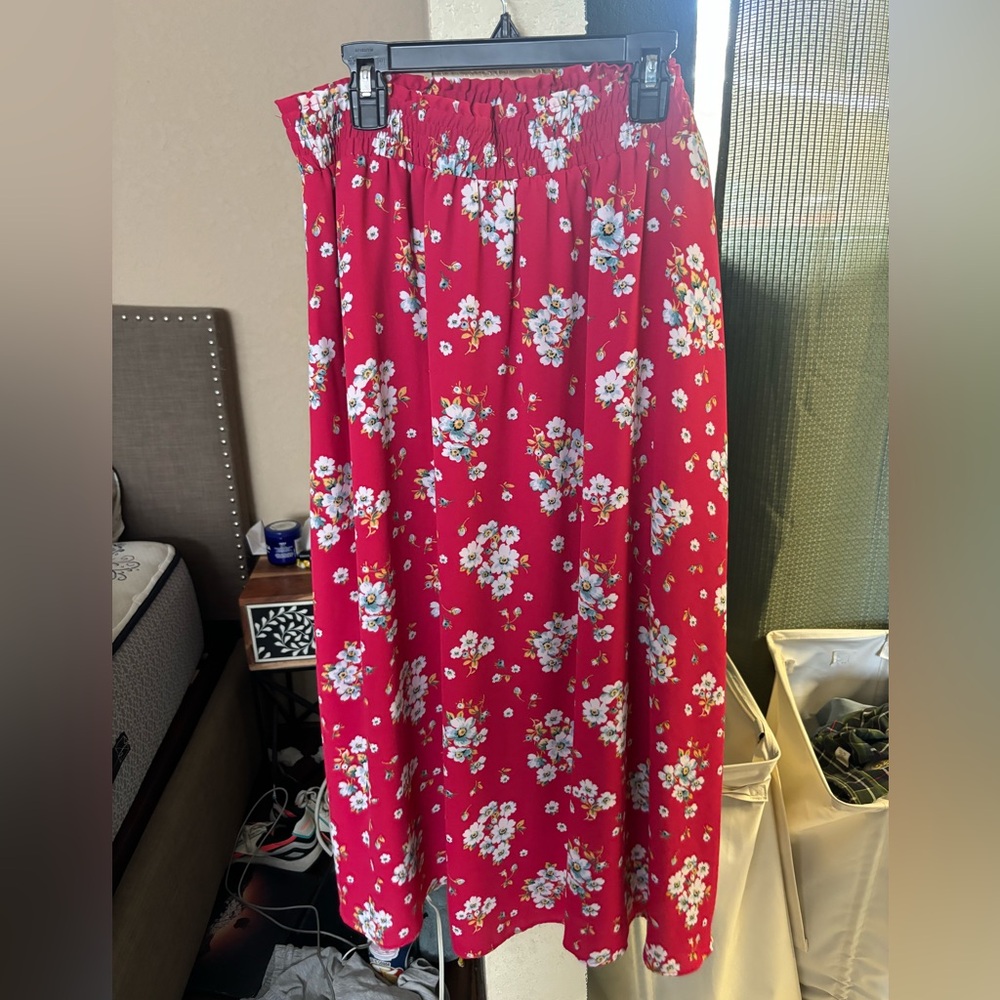 LOFT pink midi skirt